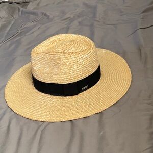 Brixton Straw Fedora with Black Ribbon